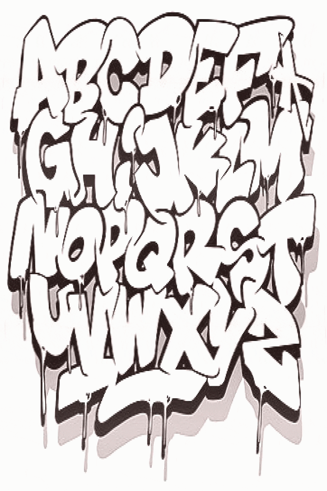 Graffiti Letter Alphabet Graffiti Bubble Letters Alphabet Printable